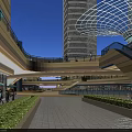 Modern Office Building With Glass Curtain Wall Pedestrian Walkway And Outdoor Stairs