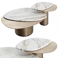 Elegant Modern Coffee Table With White Marble Top And Gold Metal Base