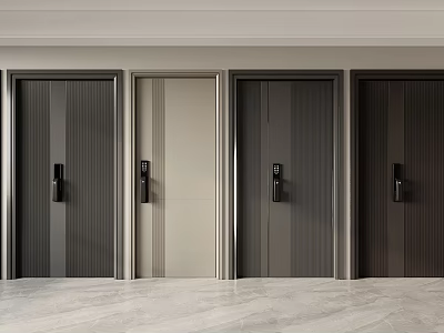Modern Security Doors With Various Designs And Secure Locks For Home Protection 3d model