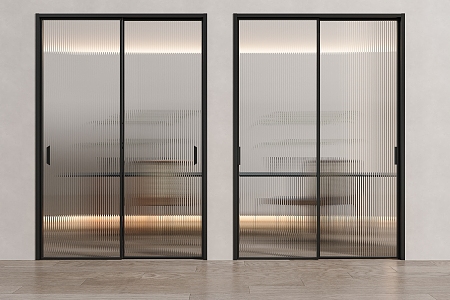 Modern sliding door Changhong glass sliding door 3d model