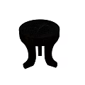 Round Wooden Stool With Tree Ring Texture And Curved Legs Modern Design 3d model