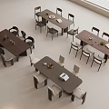 Minimalist Dining Table Combinations With Wooden Tables And Multiple Chairs 3d model