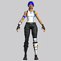 Game Movie Character In White Tank Top With Blue Stripe Black Tactical Pants And Gloves