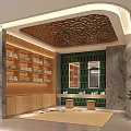 Elegant SPA Sauna Interior With Marble Columns Geometric Ceiling And Pool 3d model