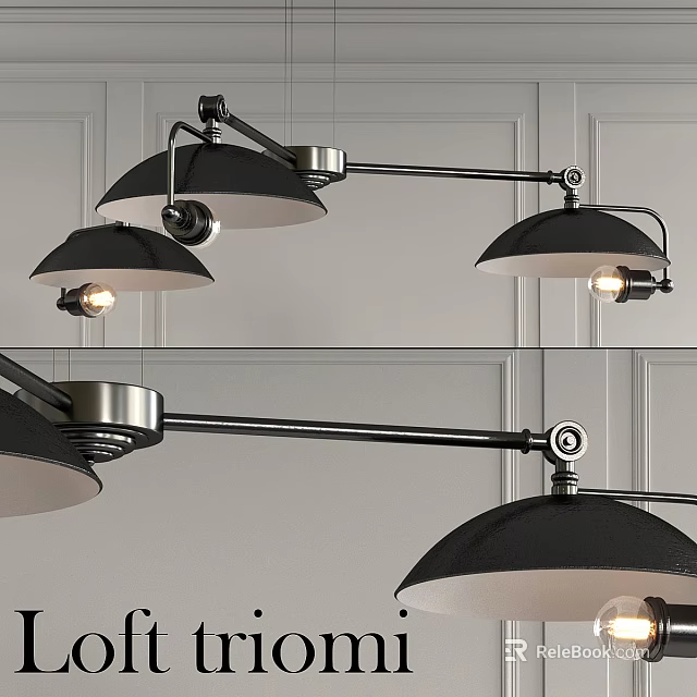 Modern Industrial Chandeliers With Black Shades And Adjustable Metal Arms 3d model 