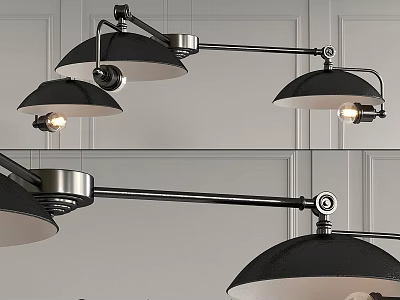 Modern Industrial Chandeliers With Black Shades And Adjustable Metal Arms 3d model