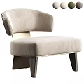 Modern Comfortable Accent Chair With Curved Backrest Light Beige Upholstery And Wooden Legs