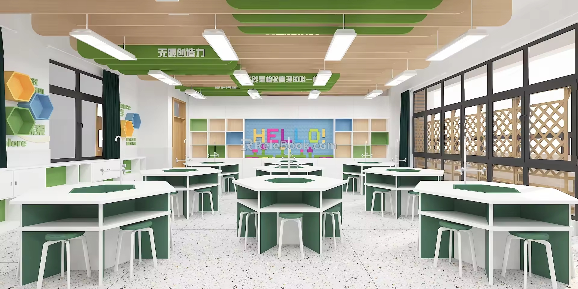 Modern classroom comprehensive practice room 3d model