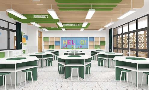 Modern classroom comprehensive practice room 3d model