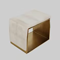 Modern Minimalist Stool With Golden Metal Frame And Beige Padded Seat