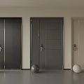 Modern Hinged Doors Showcase Black Gray White Designs with Decorative Spheres 3d model