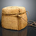 Natural Straw Woven Storage Basket With Lid And Rope Details For Home Organizing