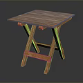 Wooden Folding Table With Square Top And Crossed Legs Natural Wood Finish