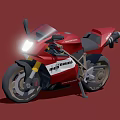 Red Sporty Motorcycle with Bright Headlight Black Seat Yellow Forks and NERODIN Logo