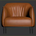 Orange Leather Armchair With Modern Design Black Legs And Stitching Details