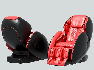 Modern Black And Red Leather Massage Chair With Ergonomic Design And Foot Massage 3d model