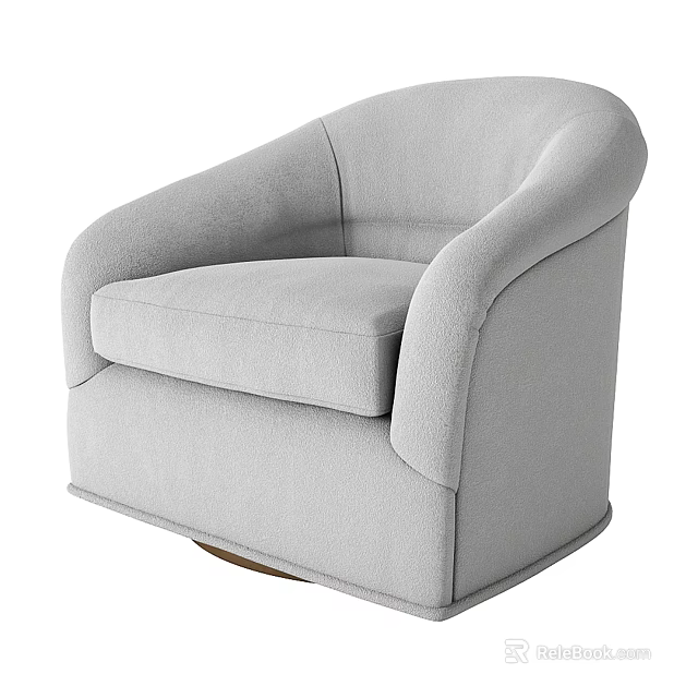 Single Sofa Light Gray Upholstered Modern Design with Armrests and Swivel Base 3d model