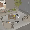 Modern Cream Style Sofa Coffee Table Combination Cream Sofa Coffee Table Combination 3d model