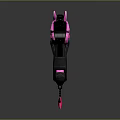 Pink Cyberpunk Pistol With Black Green Accents And Rabbit Shaped Charm