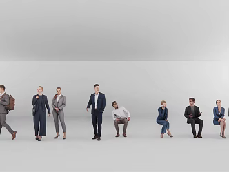 Modern multi-person business office figure standing posture figure sitting posture figure leisure man woman 3d model
