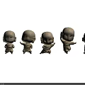 Adorable White Little Monk Figurines In Various Playful Poses For Decoration