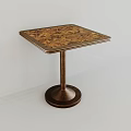 Elegant Square Top Side Table With Wooden Pattern And Round Base