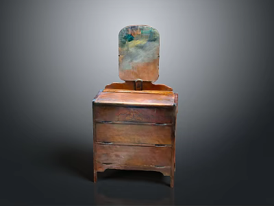 Unique Vintage Wooden Dresser With Decorative Mirror And Storage Drawers 3d model