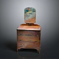 Unique Vintage Wooden Dresser With Decorative Mirror And Storage Drawers
