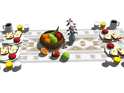 Modern Food Fruit Vegetable Drinks 3d model