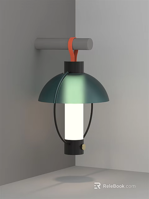 Modern Wall Mounted Table Lamp With Green Dome Shade And Black Frame 3d model