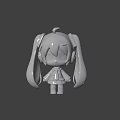Chibi Style Game Anime Character With Blue Long Twintails And Headphones