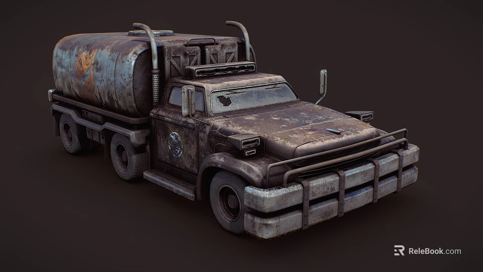 Vintage Rusty Oil Tanker Truck With Worn Out Exterior And Classic Design 3d model 