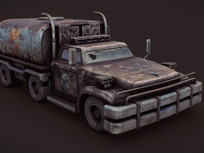 Vintage Rusty Oil Tanker Truck With Worn Out Exterior And Classic Design 3d model