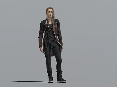 Game And Movie Character Female Wearing Dark Coat Brown Inner Black Pants And Boots 3d model