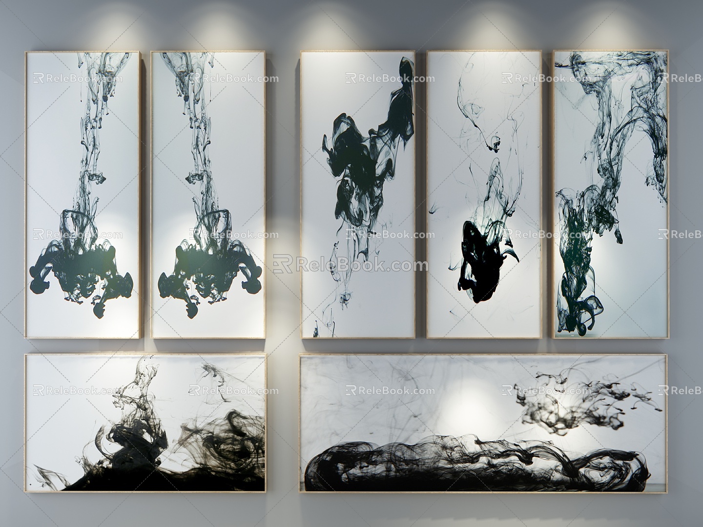 New Chinese abstract painting decorative painting 3d model