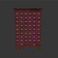 Dark Brown Wooden Chest With Multiple Drawers And Brass Handles