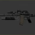 Modern Tactical Assault Rifle With Dual Scopes Suppressor And Metallic Brown Grip