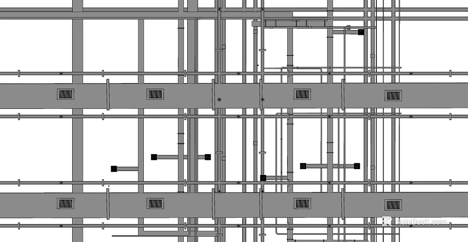 Ceiling Structure Framework Design with Keel Installation and Layout Details 3d model 