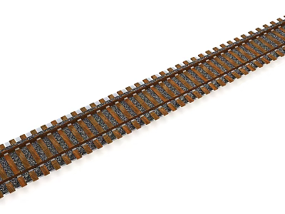 Railroad Track Road Infrastructure With Steel Rails Wooden Sleepers And Gravel Ballast 3d model