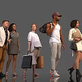 Diverse Group of People Standing Together in Casual and Formal Attire With Shopping Bags