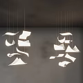 Modern Design White Origami Inspired Chandeliers With Soft Lighting Hanging In Minimalist Space