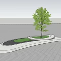 Modern Irregular Tree Pit With Green Tree Lawn Area And Pathway 3d model
