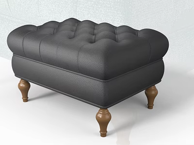 Elegant Black Leather Tufted Single Chair With Wooden Legs Design 3d model