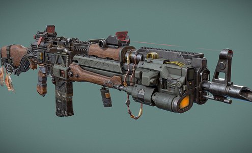 modern pistol machine gun cyberpunk gun 3d model