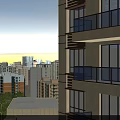 Birds Eye View Planning of Modern Urban Residential Buildings With Balconies and Skyline