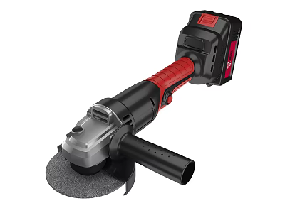 Industrial Angle Grinder Cordless Red Black Design With Grinding Wheel And Ergonomic Handle 3d model