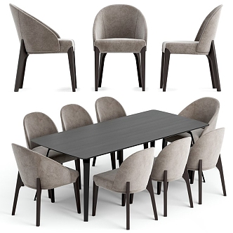 Modern Dining Table and Chair Combination Negotiation Table and Chair Rock Board Dining Table Fabric Dining Chair 3d model