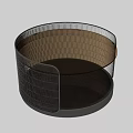 Elegant Modern Ribbed Amber Glass Nesting Coffee Table Set For Home Living Room Decor