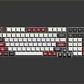 Mechanical Computer Keyboard With Red White Gray Keycaps And Ergonomic Design 3d model