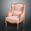 Single Sofa in Classic Style with Wooden Frame Light Pink Upholstery and Elegant Design